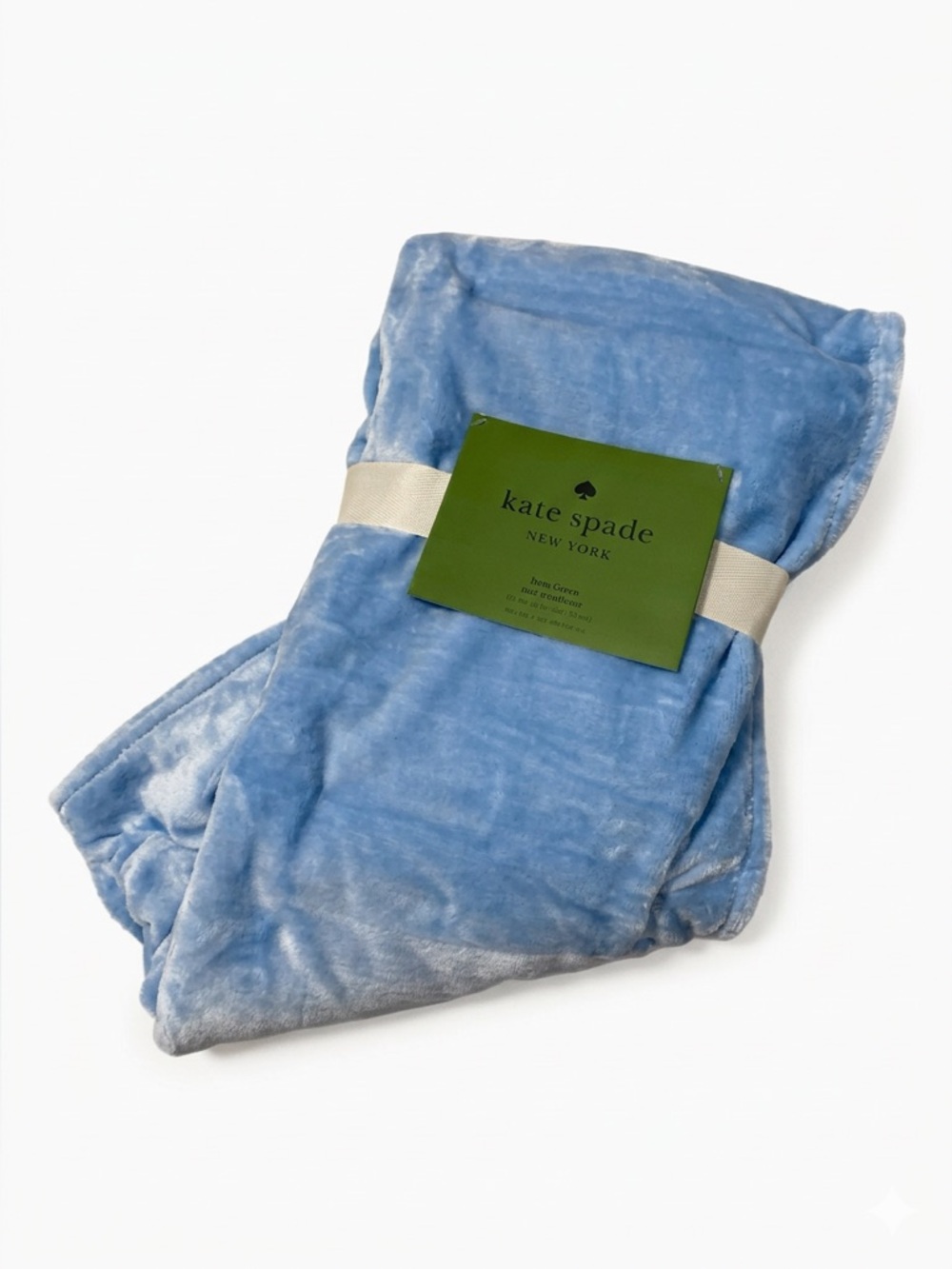 Kate Spade Plush Fleece Throw in Light Blue Color Bluebell 60” X 70” New - Picture 2 of 2